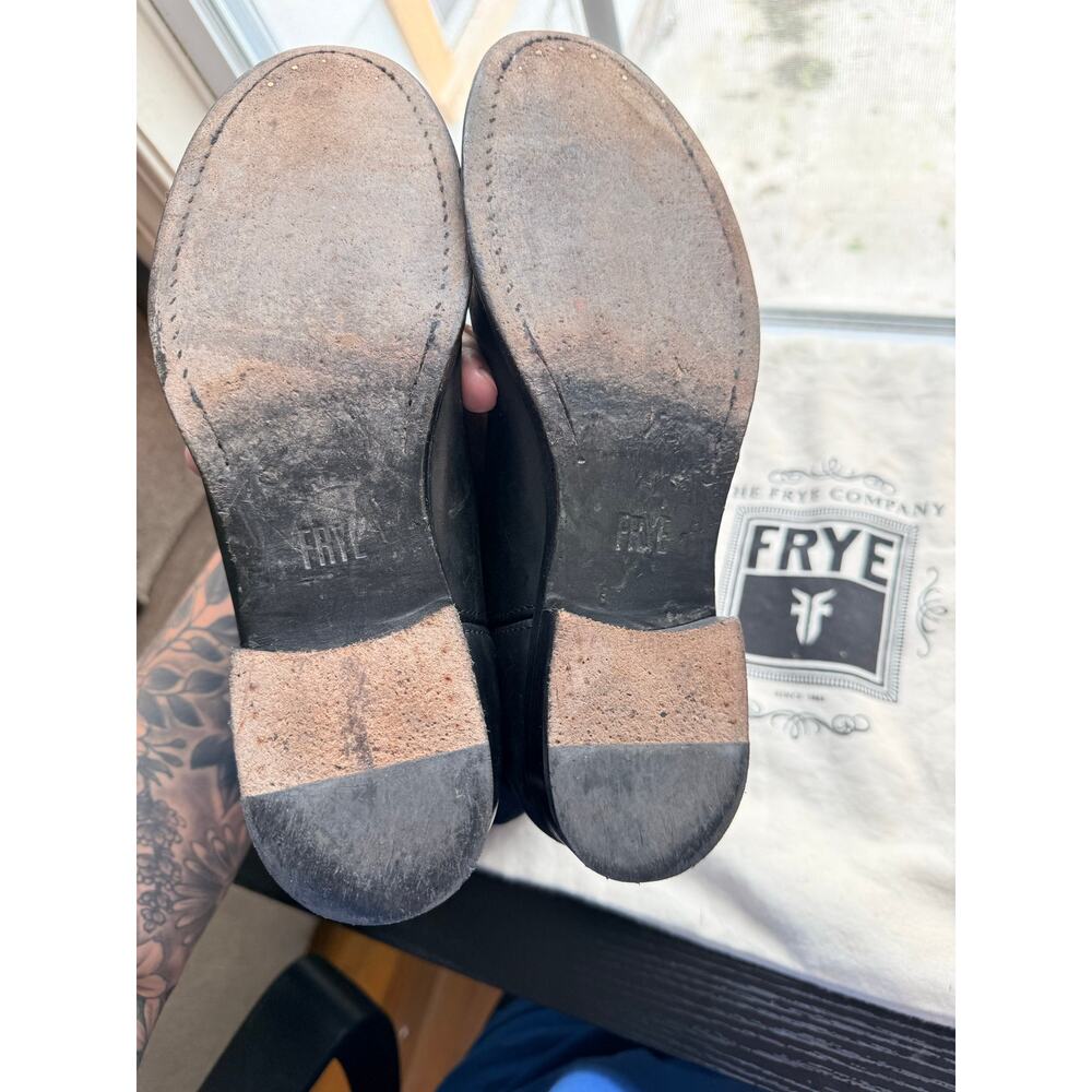 Frye Melissa Short Pull On Boots Black Leather Women’s 8.5 Classic Riding Ankle - Picture 3 of 11